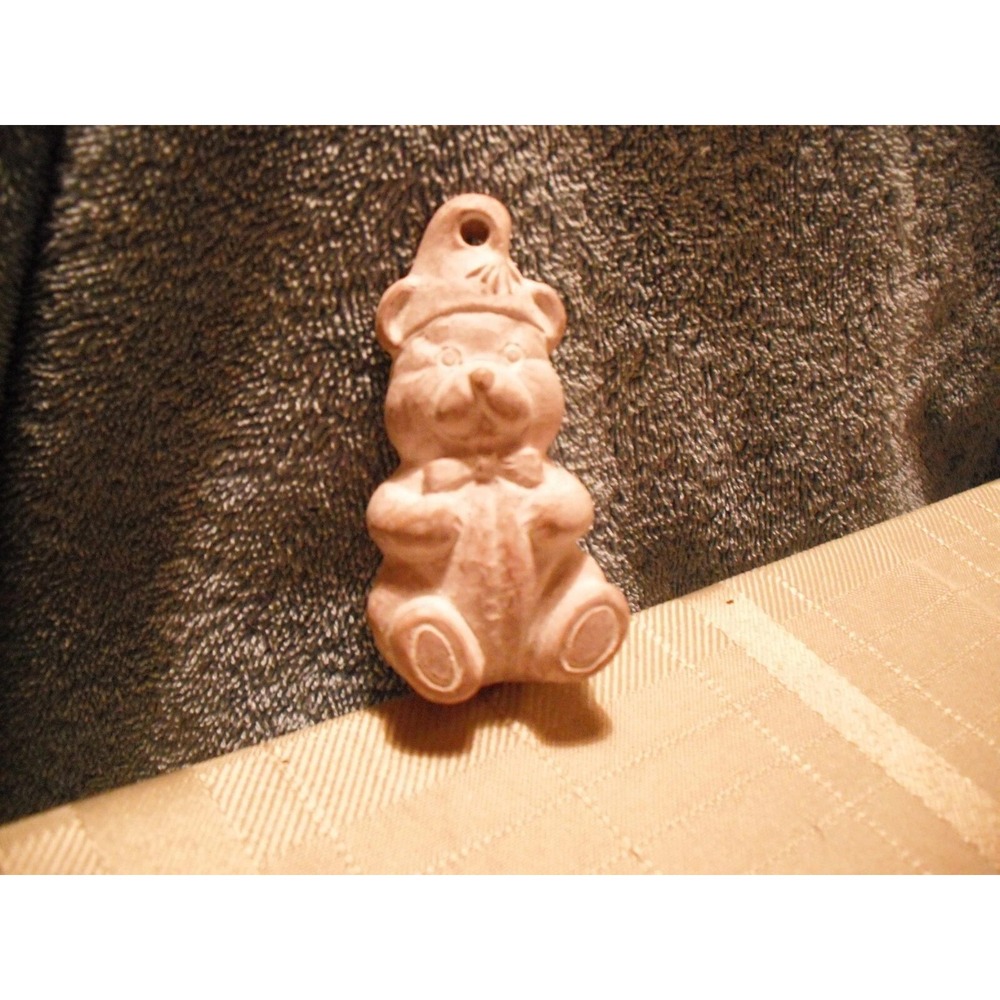 Isabel Bloom Pink Teddy Bear Hanging Ornament Small Concrete Art Sculpture